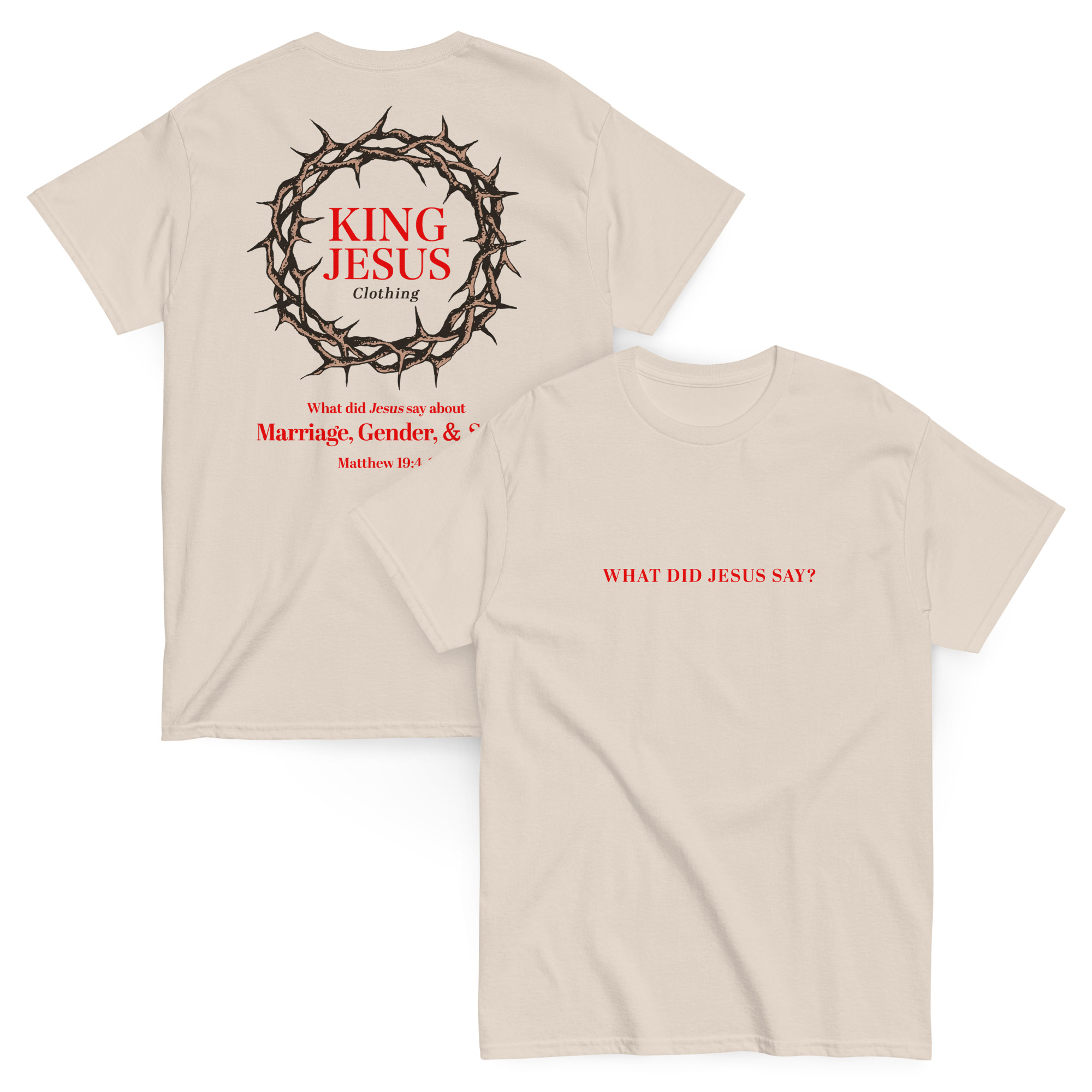Front and back of Christian shirt from King Jesus Clothing