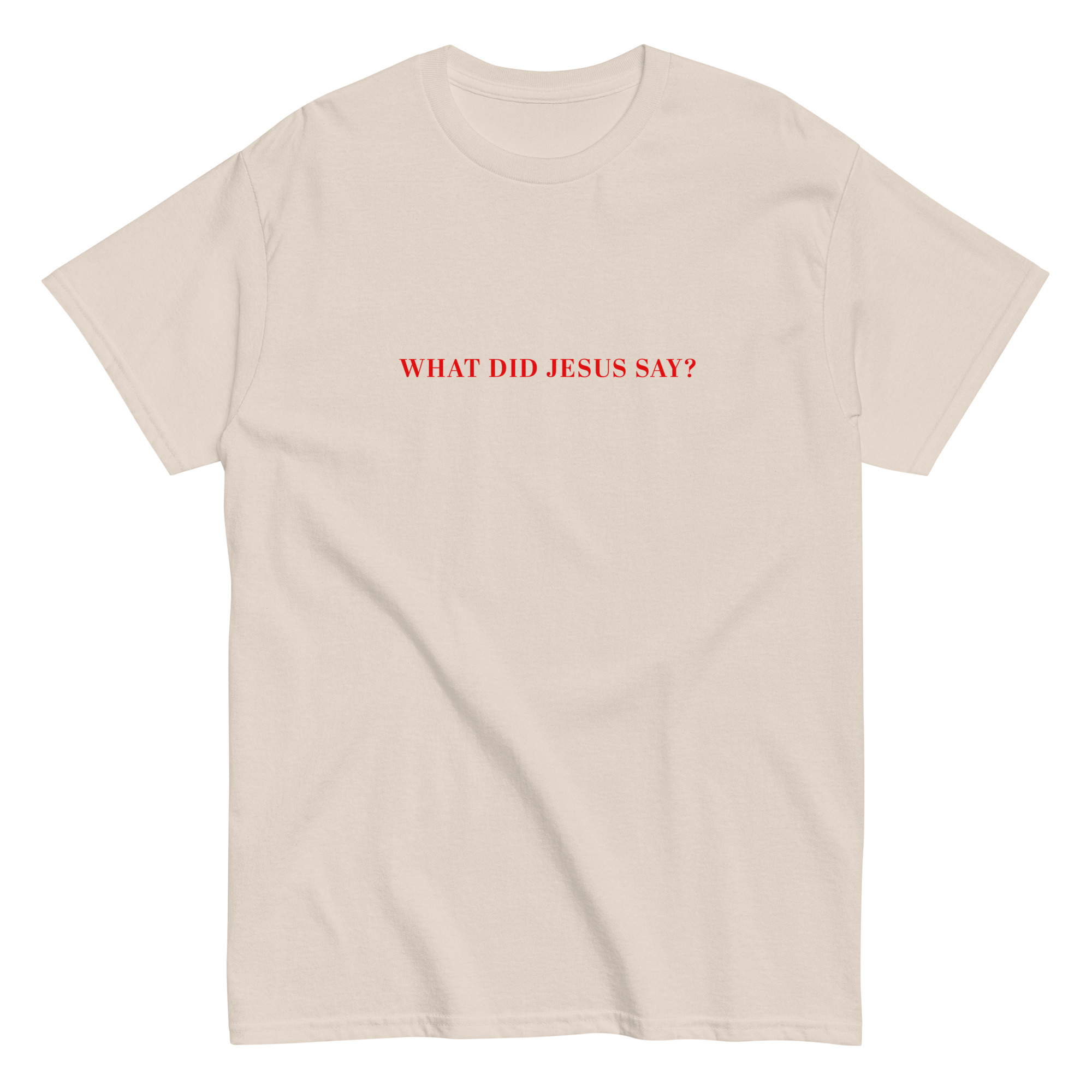Christian t-shirt with 'What Did Jesus Say' front design